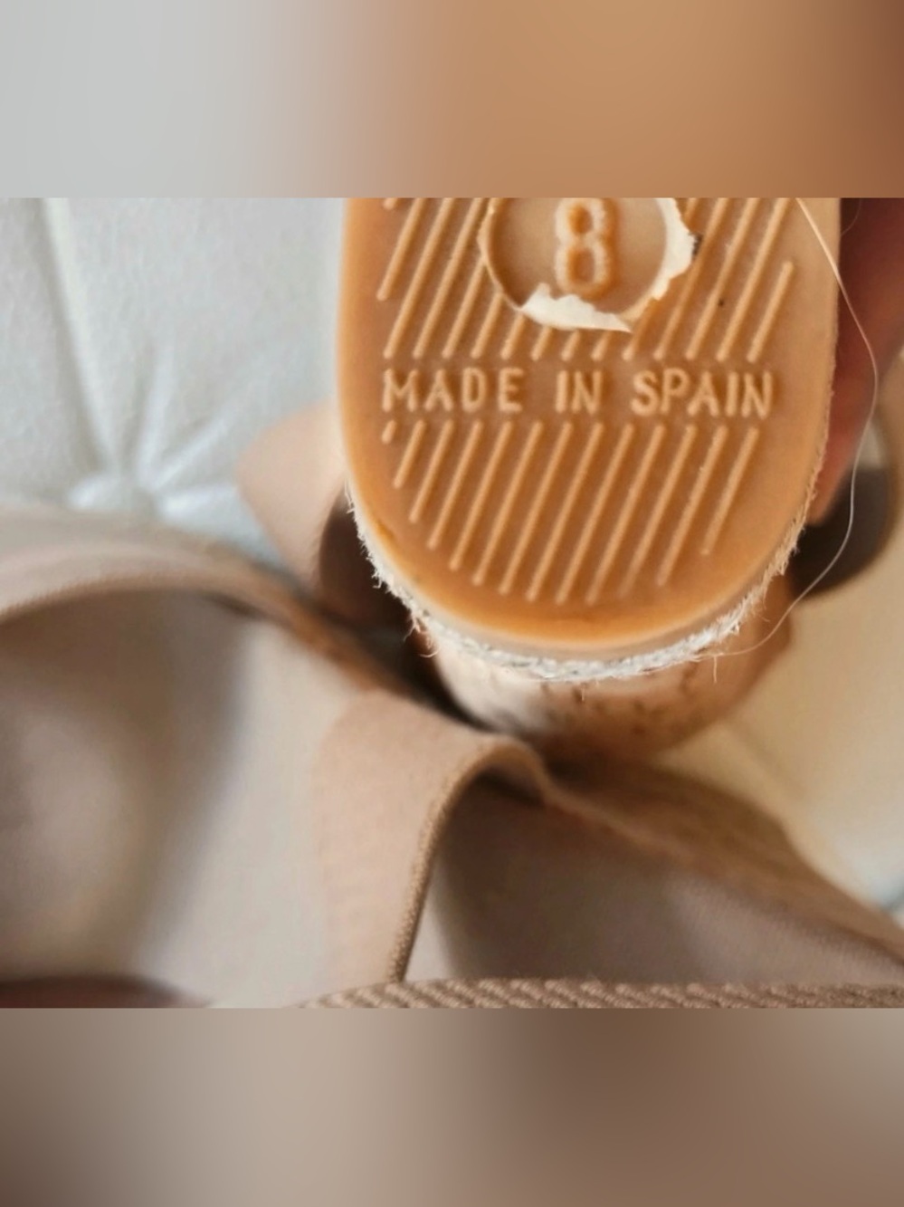 Tory Burch Neutral Canvas Crisscross Espadrille Wedges - Size 8 - Picture 5 of 7